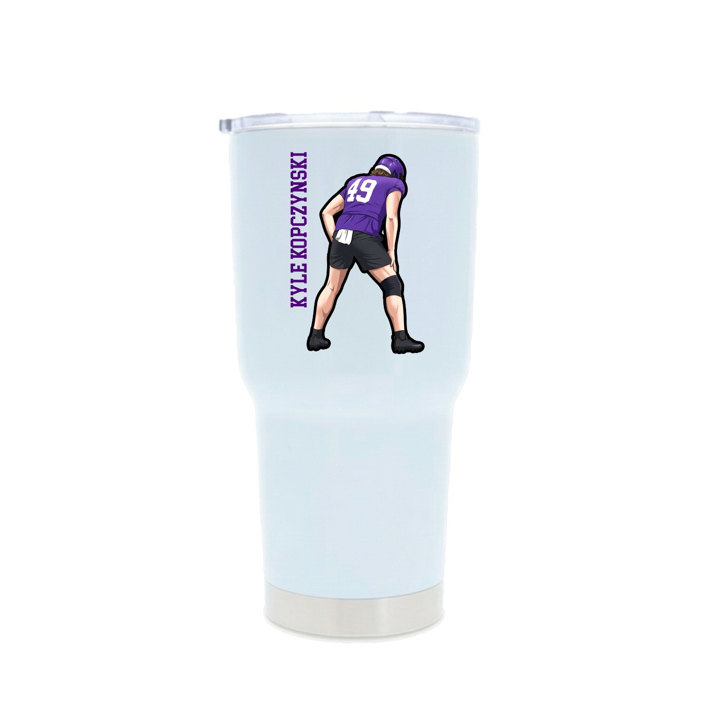 30oz Stainless Steel Tumbler — Name Vertical in White