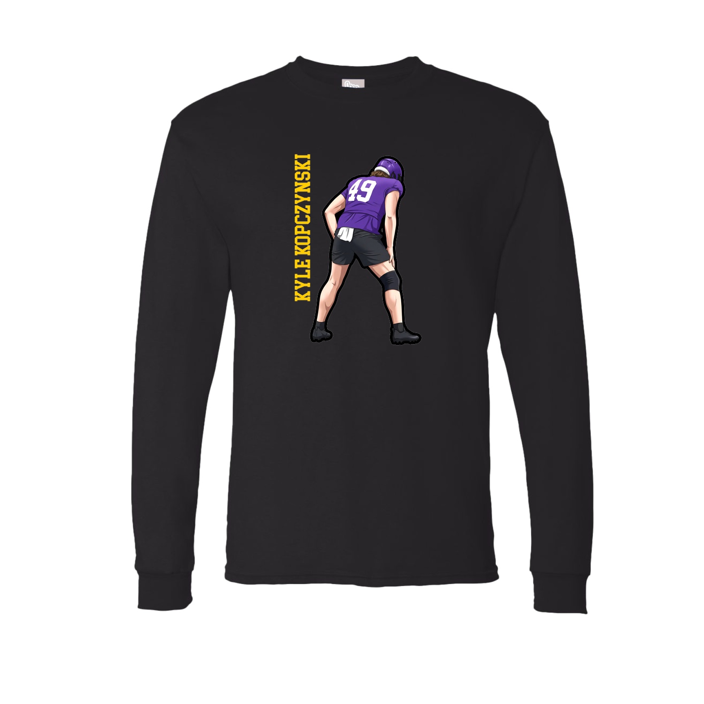 Long Sleeve Tee — Name Vertical in Black