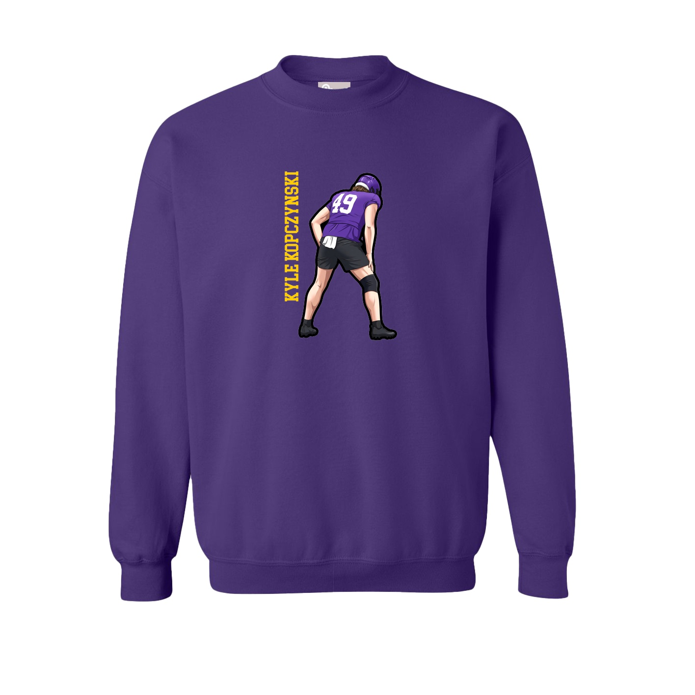 Fleece Crew — Name Vertical in Purple