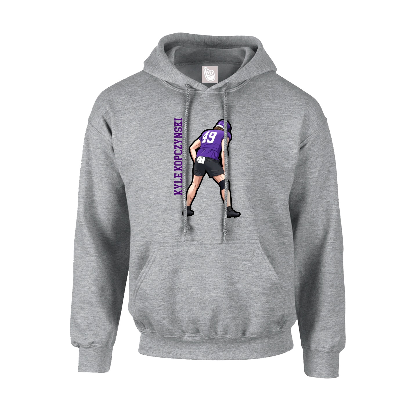 Youth Hoodie — Name Vertical in Grey