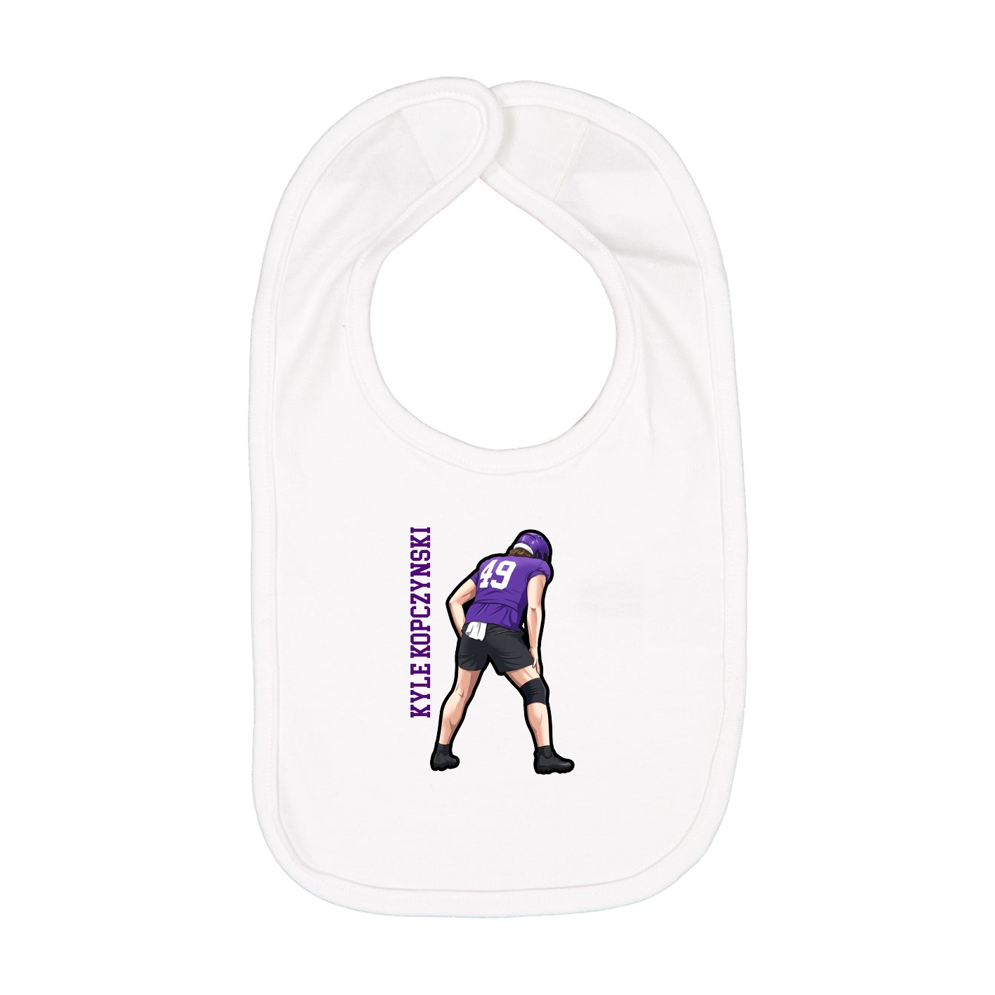 Infant Bib — Name Vertical in White