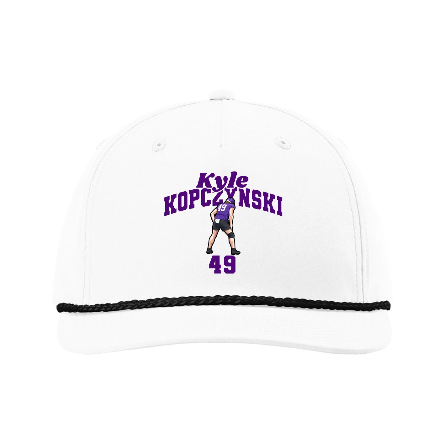 Five-Panel Classic Rope Cap — Signature Arch in White