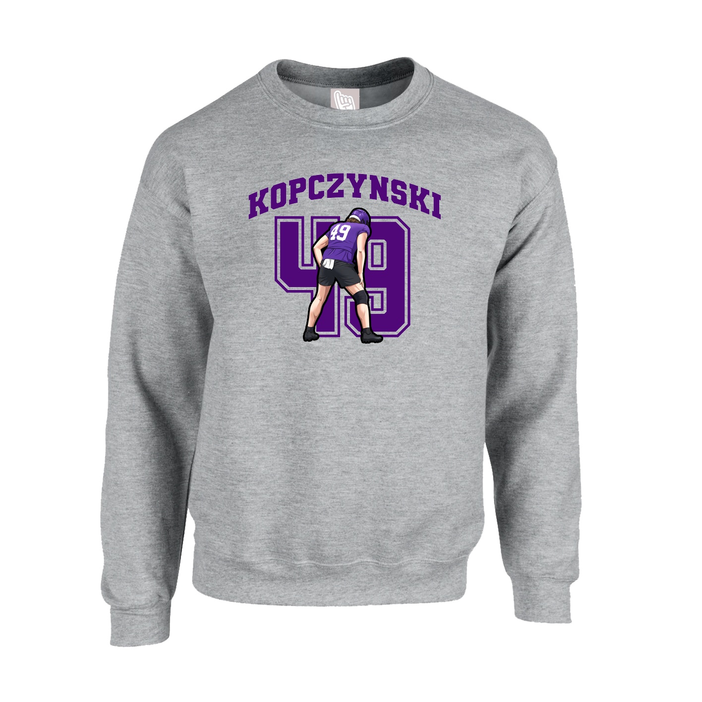 Fleece Crew — Number in Grey