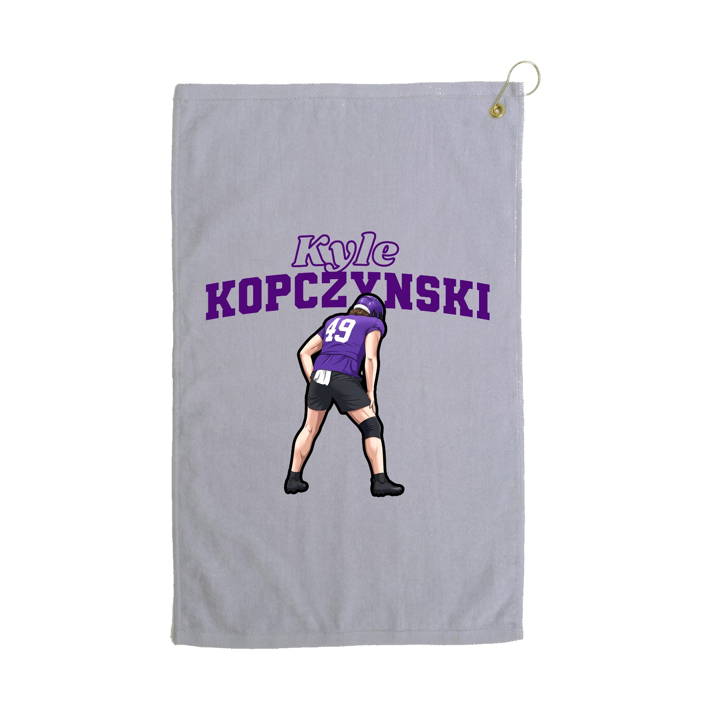 Golf Towel — Name Arch in Grey