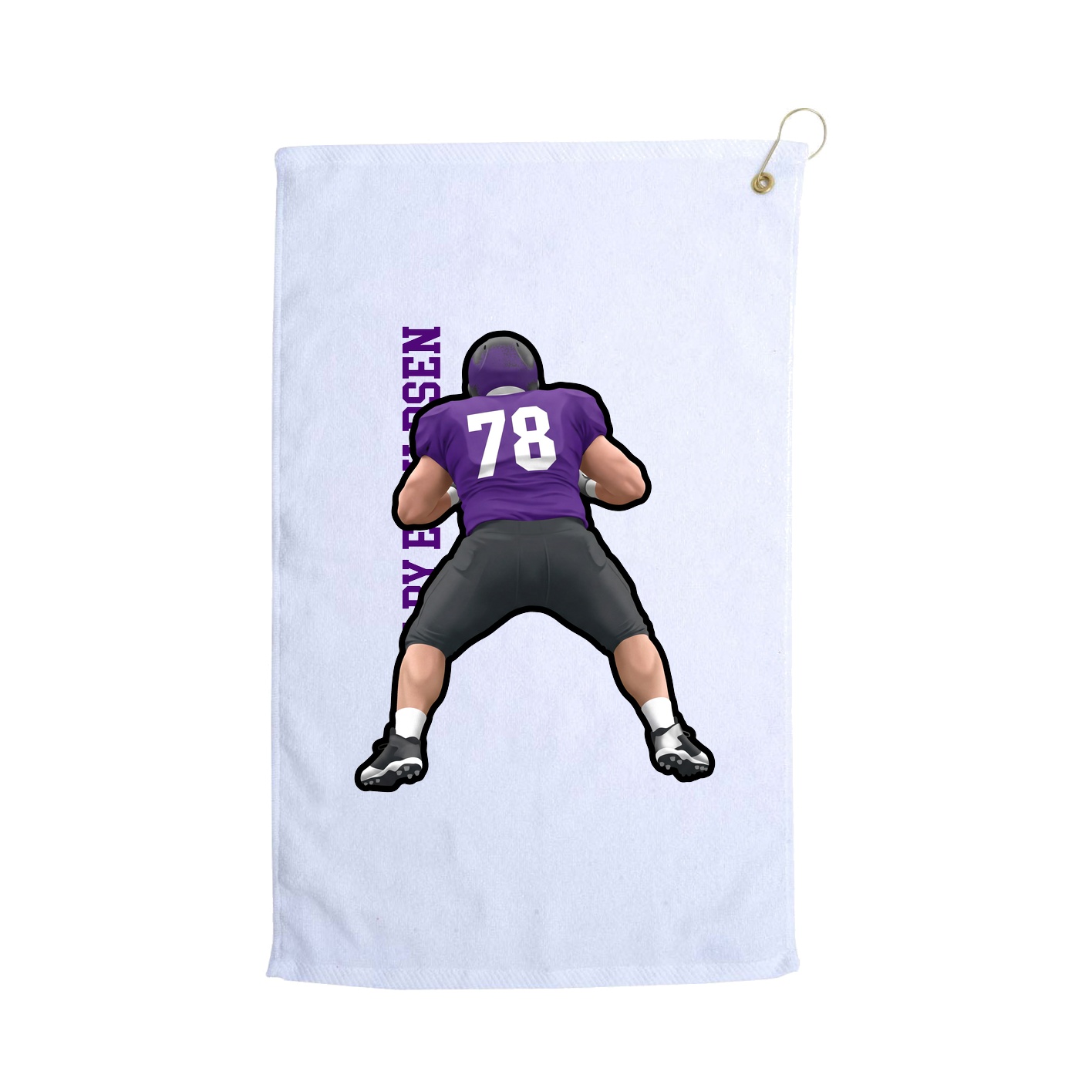 Golf Towel — Name Vertical in White