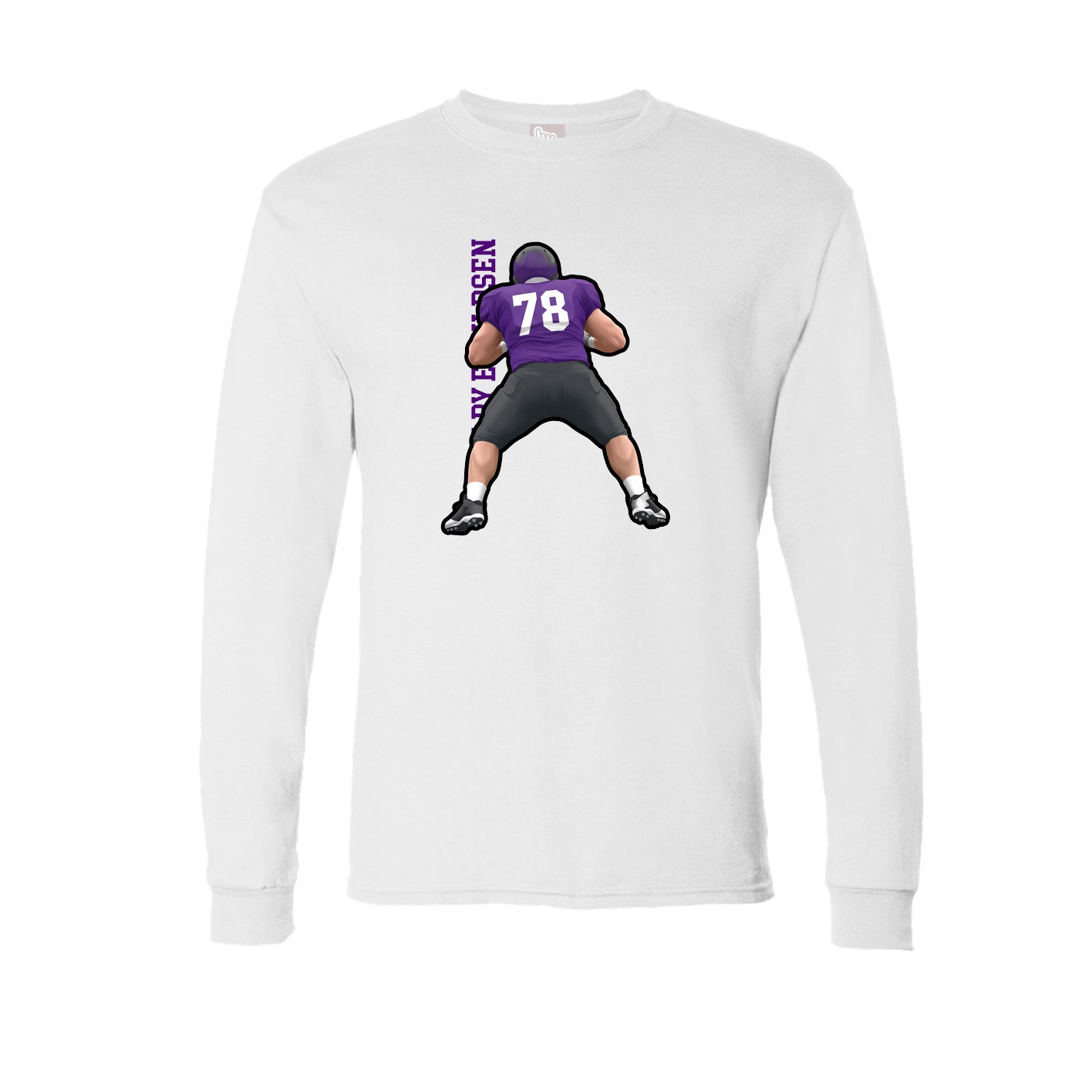 Long Sleeve Tee — Name Vertical in White