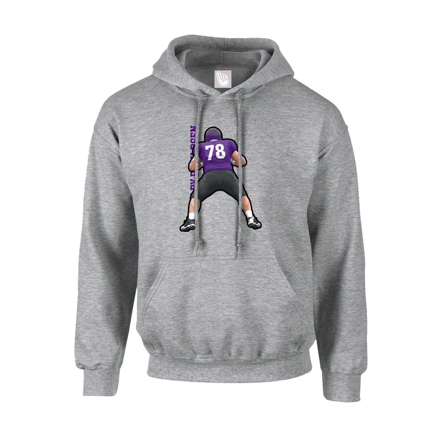 Youth Hoodie — Name Vertical in Grey