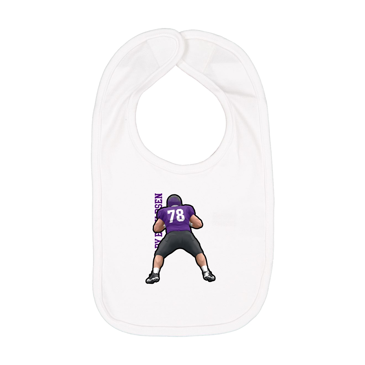Infant Bib — Name Vertical in White