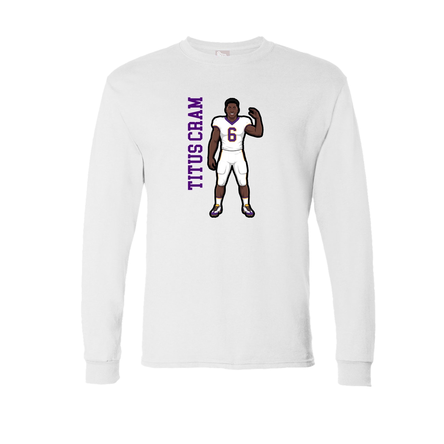 Long Sleeve Tee — Name Vertical in White