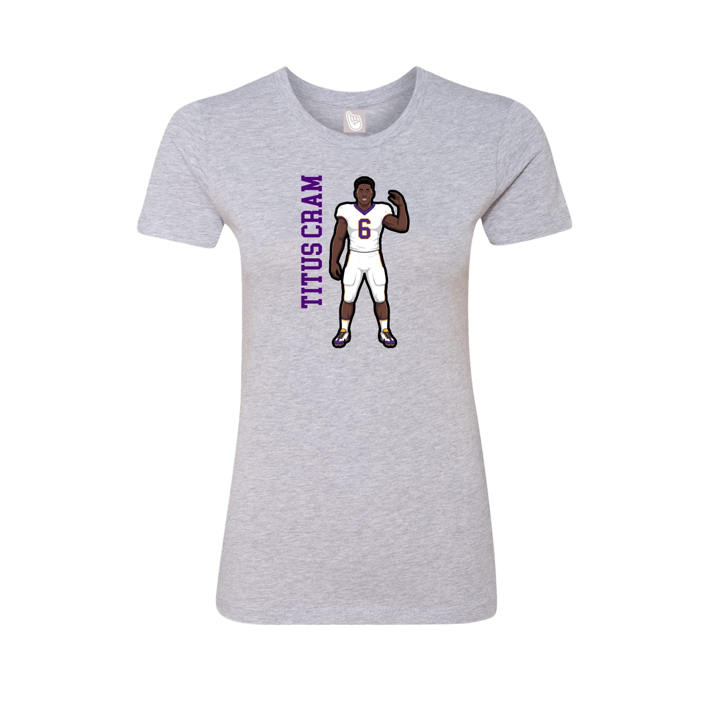 Fitted Women's Tee — Name Vertical in Grey