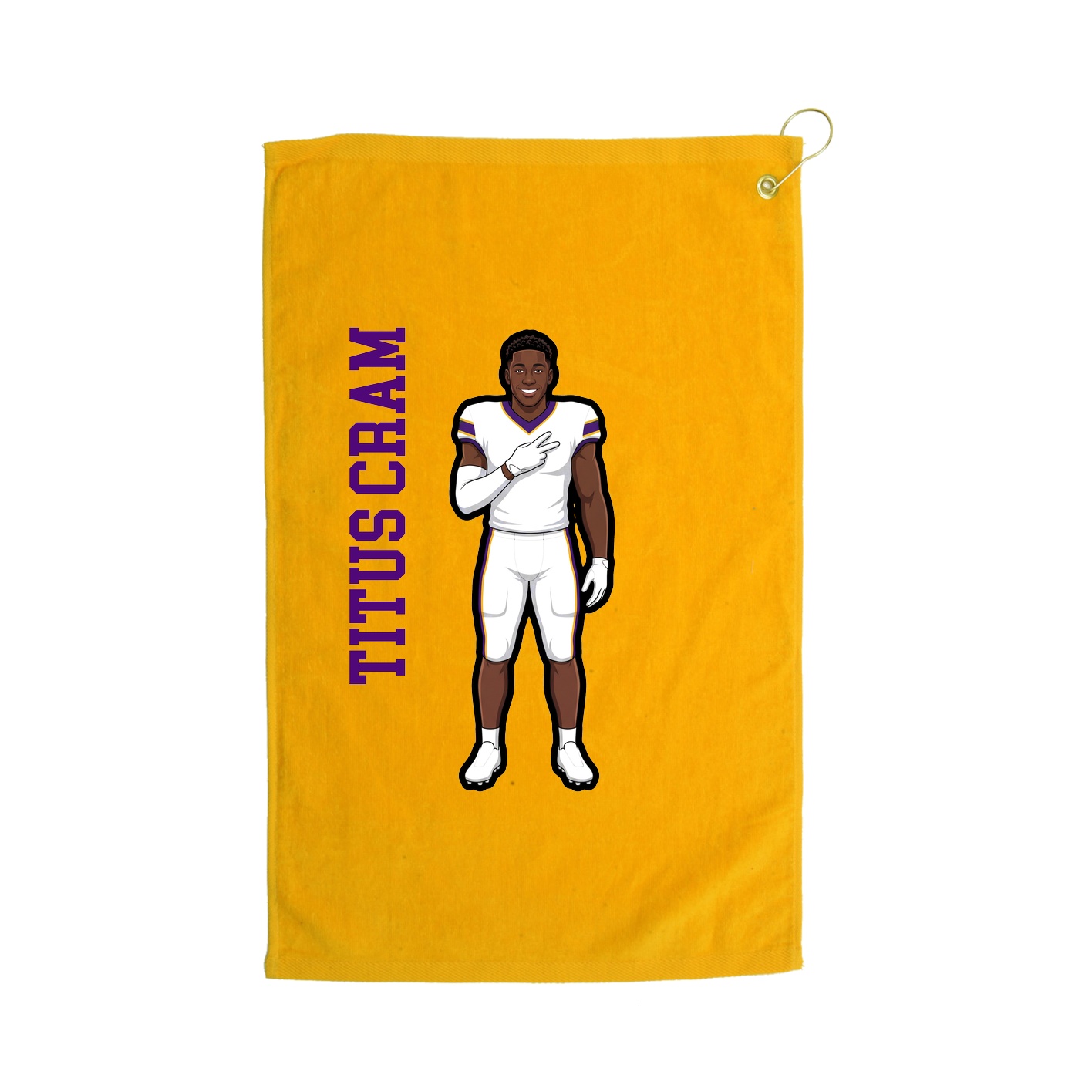 Golf Towel — Name Vertical in Gold