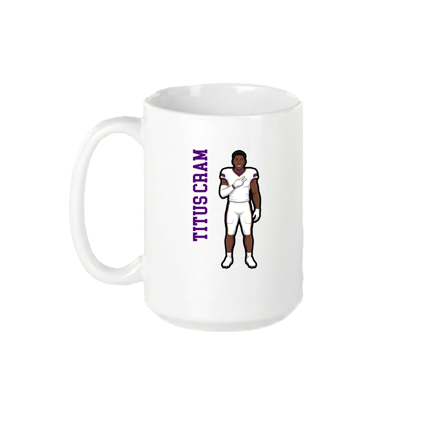 15oz Coffee Mug — Name Vertical in White