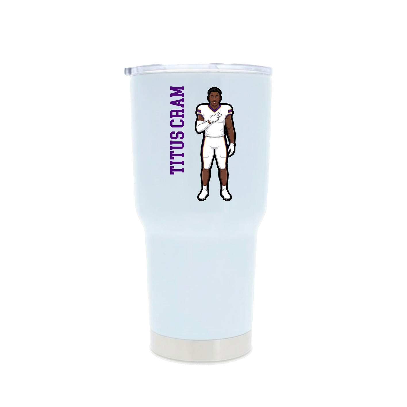 30oz Stainless Steel Tumbler — Name Vertical in White