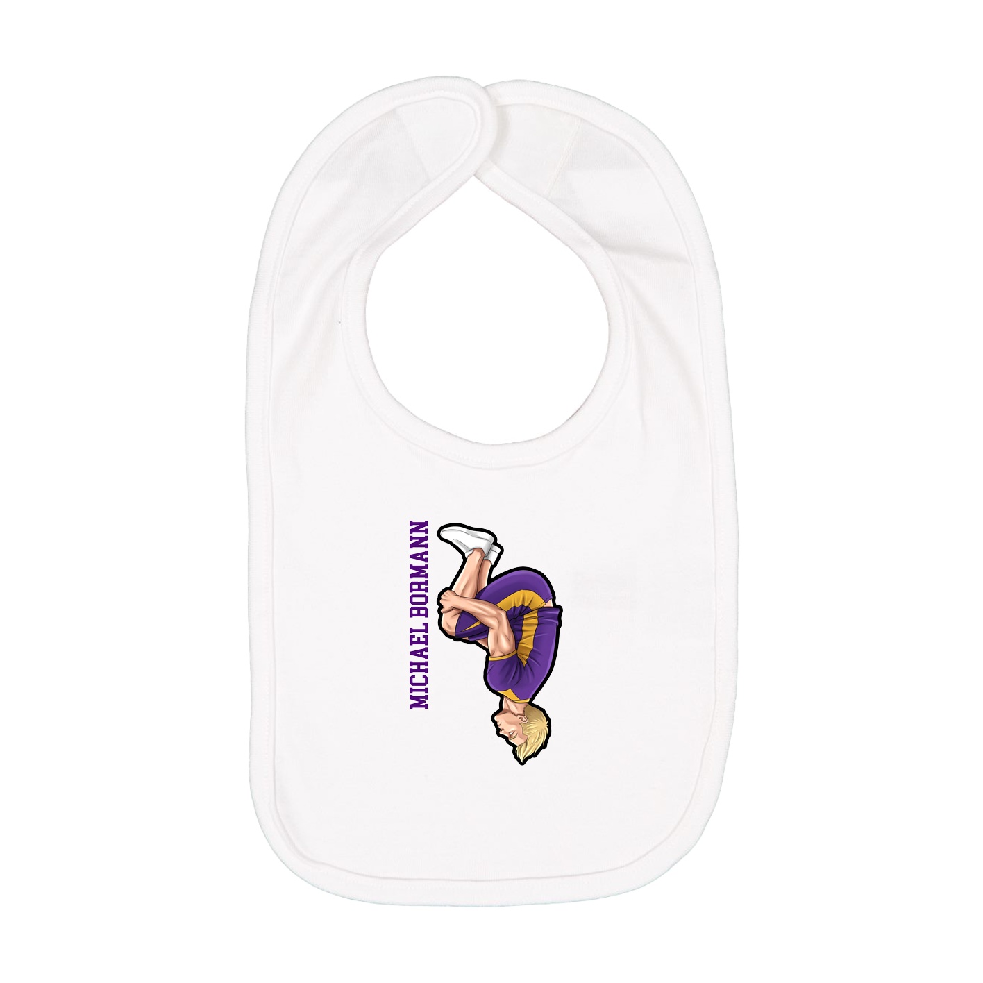 Infant Bib — Name Vertical in White