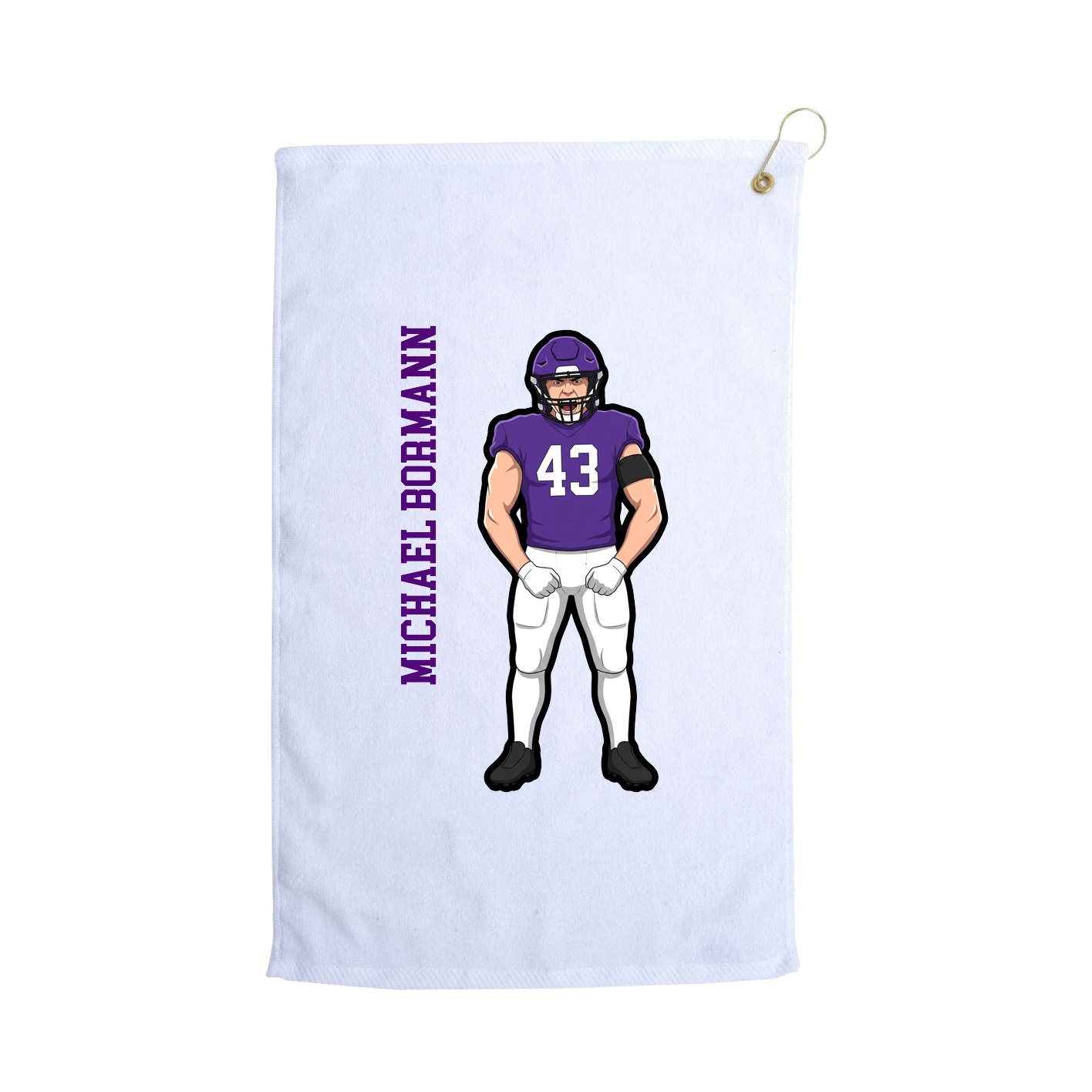 Golf Towel — Name Vertical in White