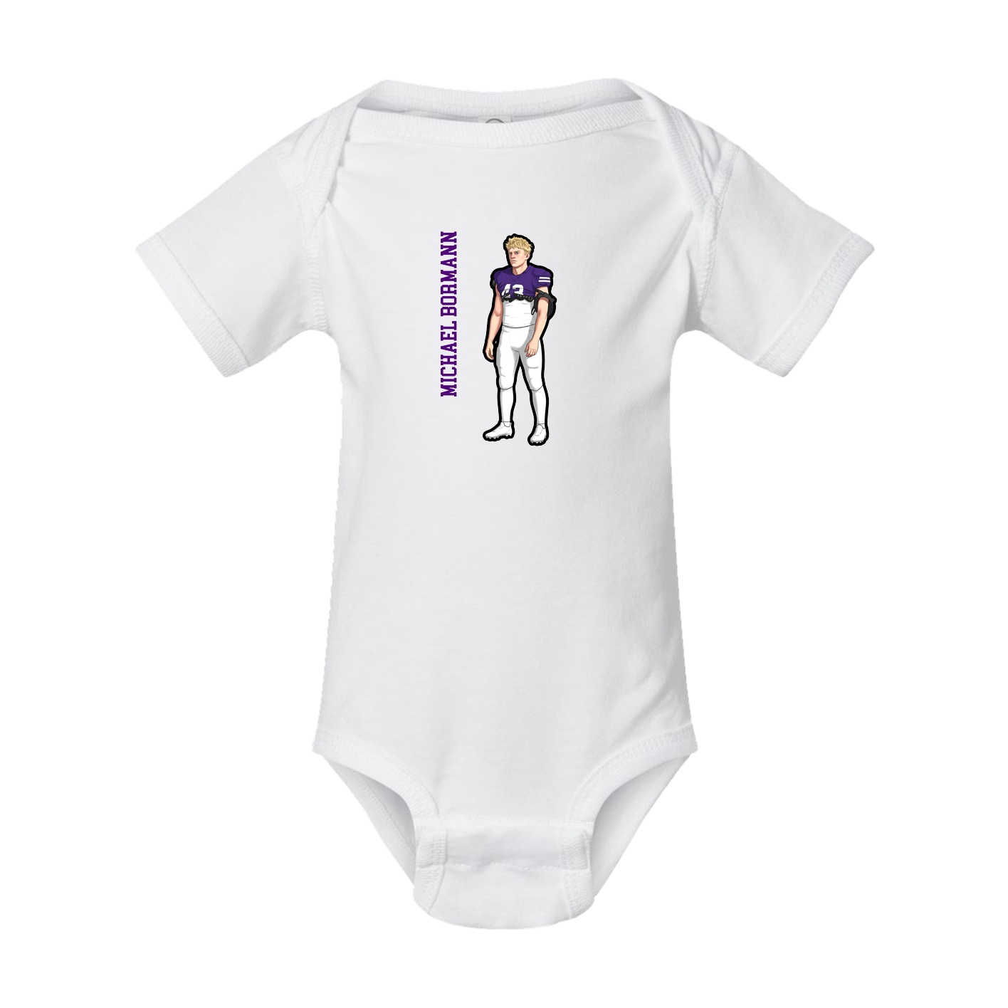Baby Onesie — Name Vertical in White