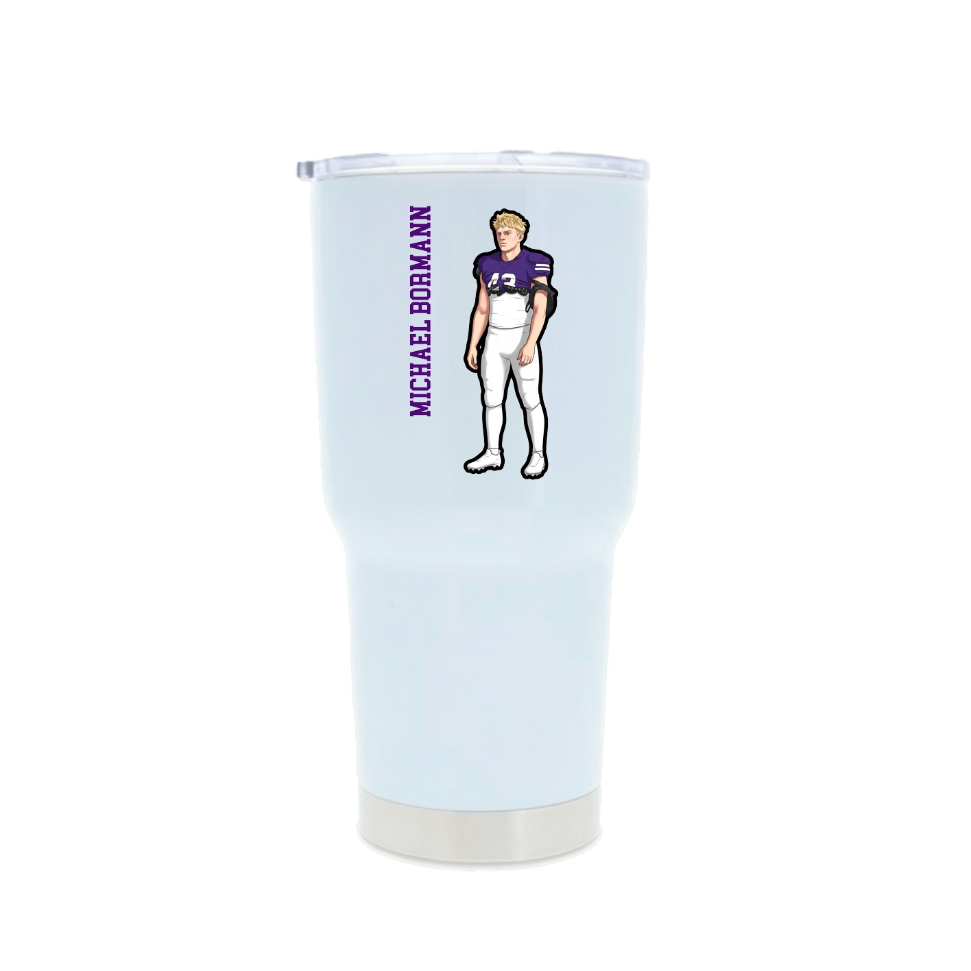 30oz Stainless Steel Tumbler — Name Vertical in White