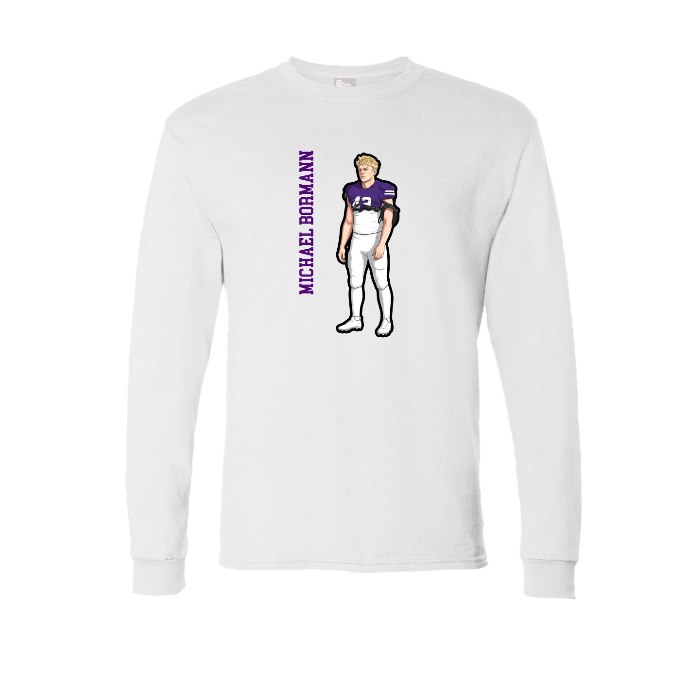 Long Sleeve Tee — Name Vertical in White