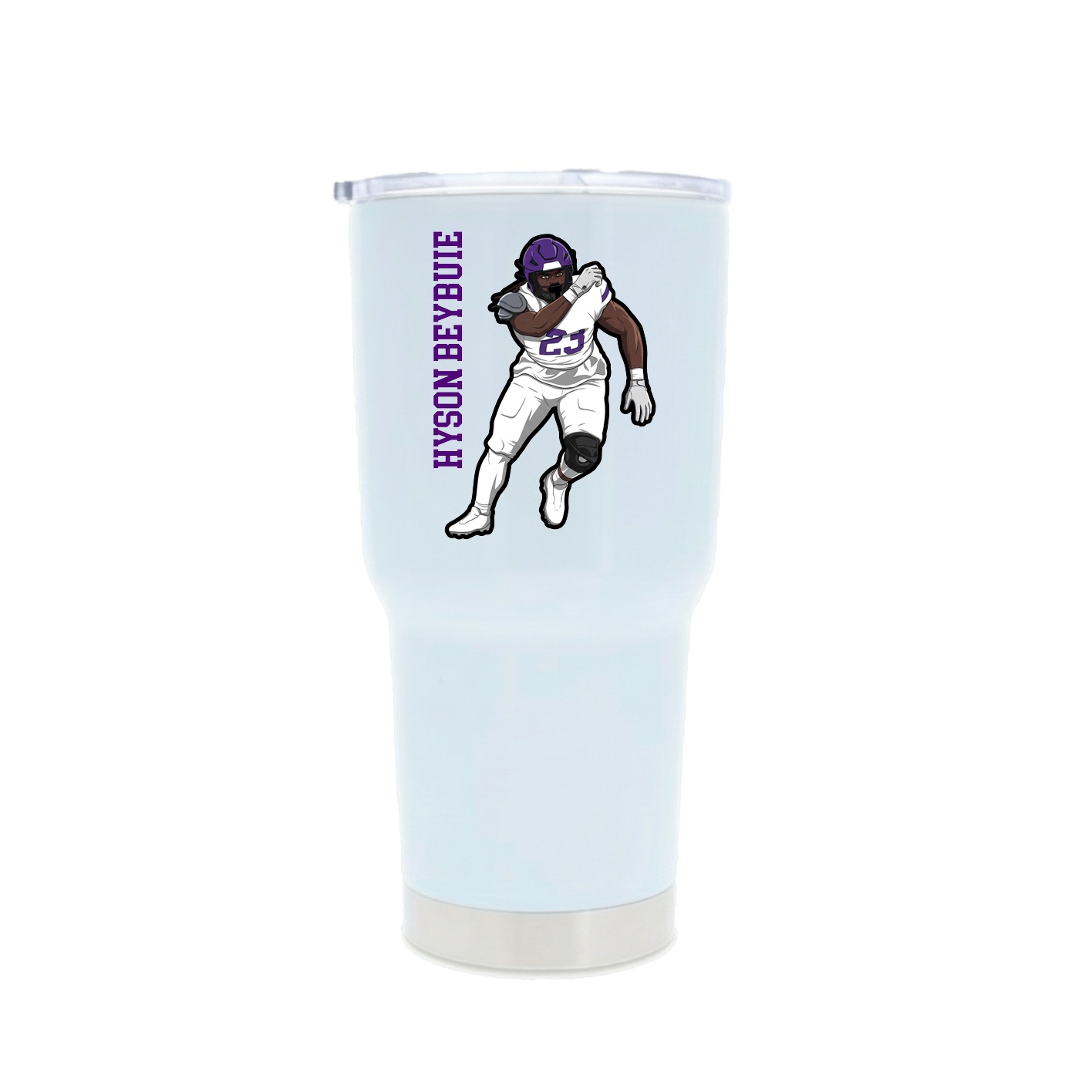30oz Stainless Steel Tumbler — Name Vertical in White