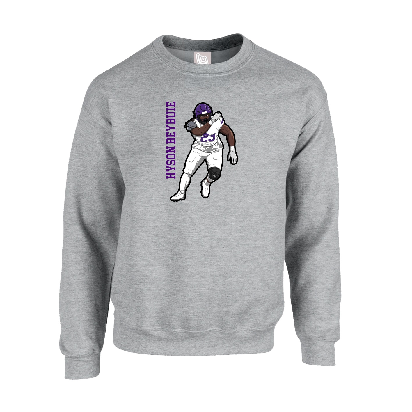 Fleece Crew — Name Vertical in Grey