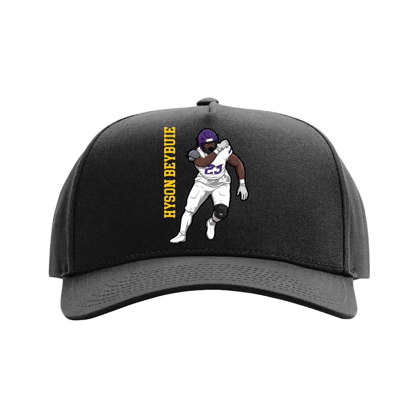 Full Fabric Five-Panel Champ Cap — Name Vertical in Black