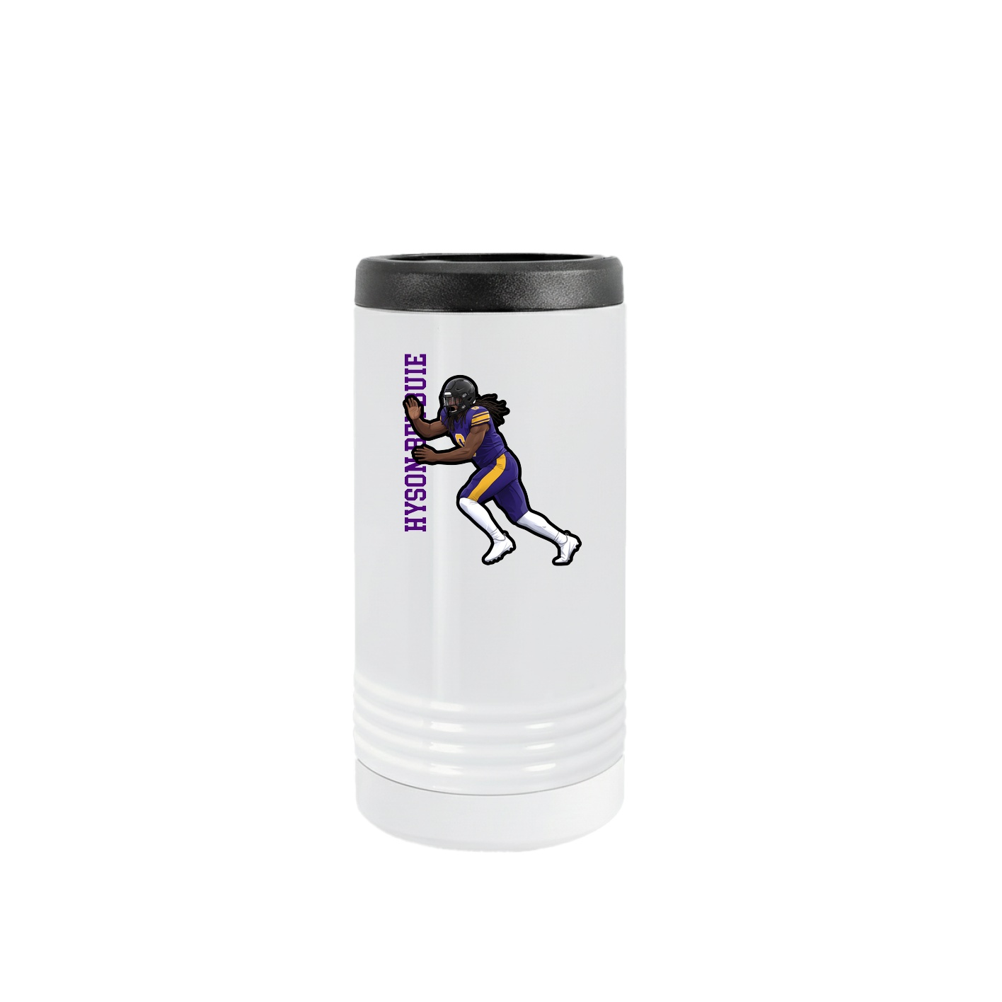 Slim Beverage Holder — Name Vertical in White