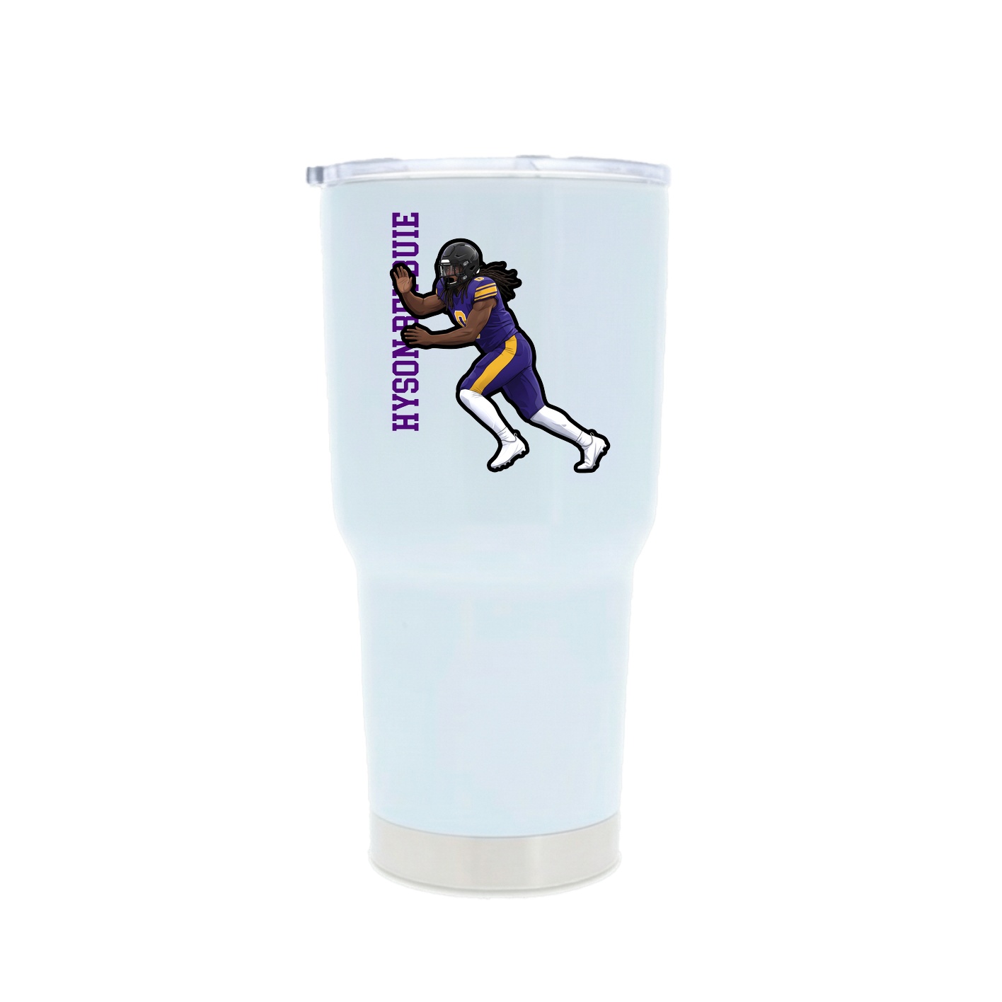 30oz Stainless Steel Tumbler — Name Vertical in White