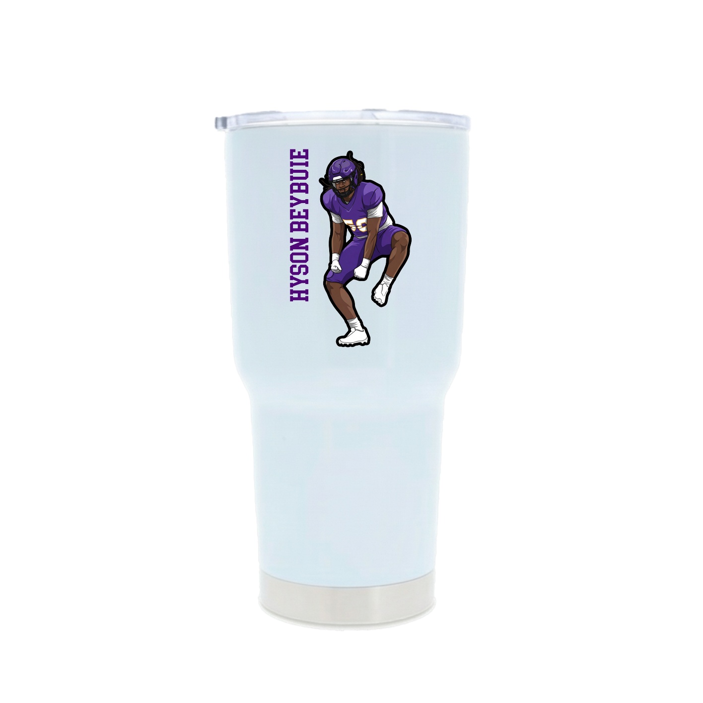 30oz Stainless Steel Tumbler — Name Vertical in White