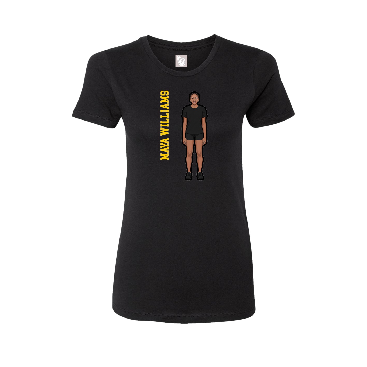 Fitted Women's Tee — Name Vertical in Black