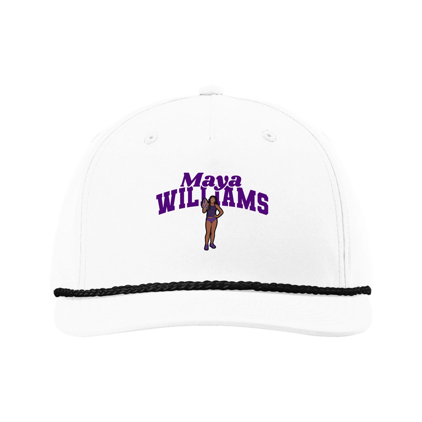 Five-Panel Classic Rope Cap — Signature Arch in White
