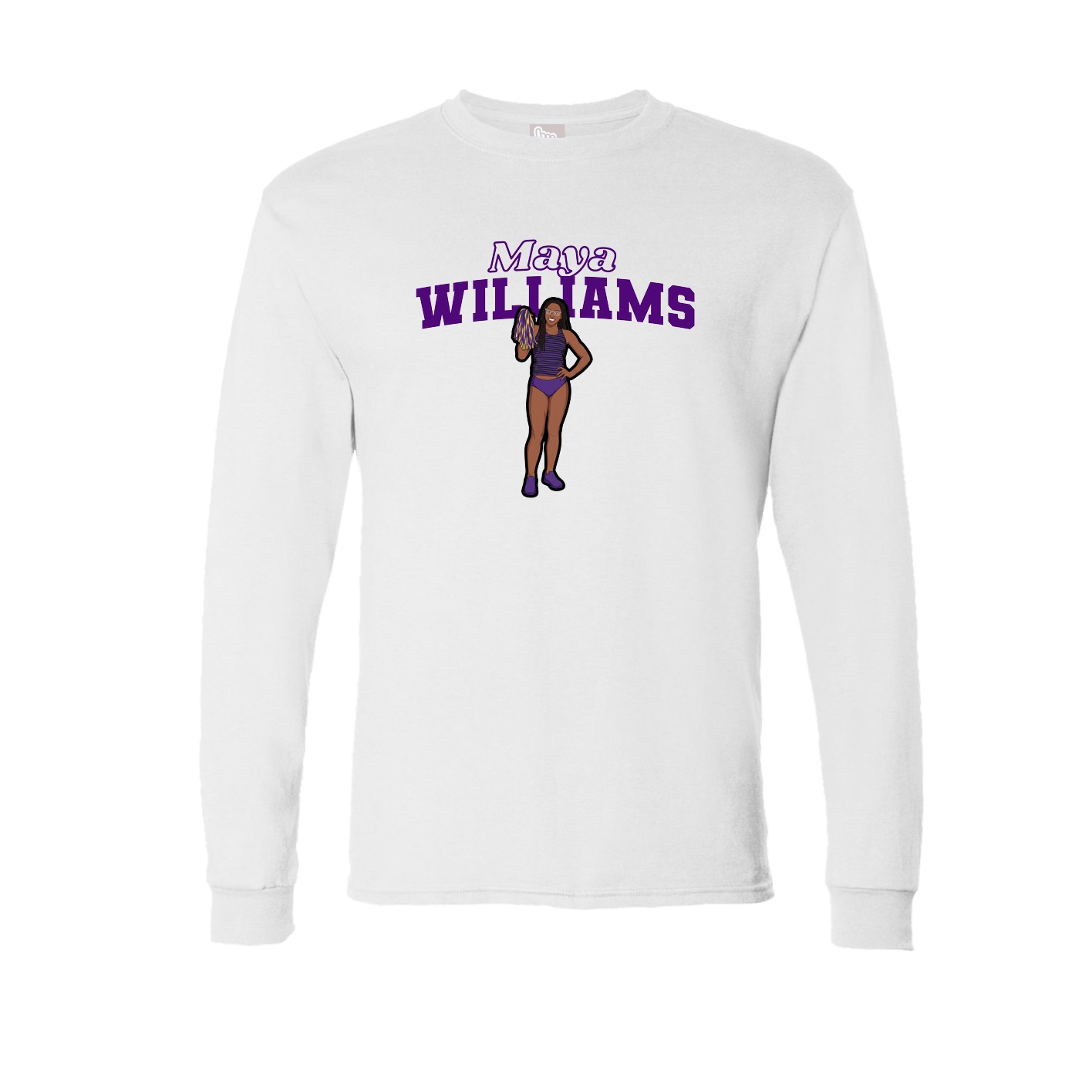 Long Sleeve Tee — Name Arch in White