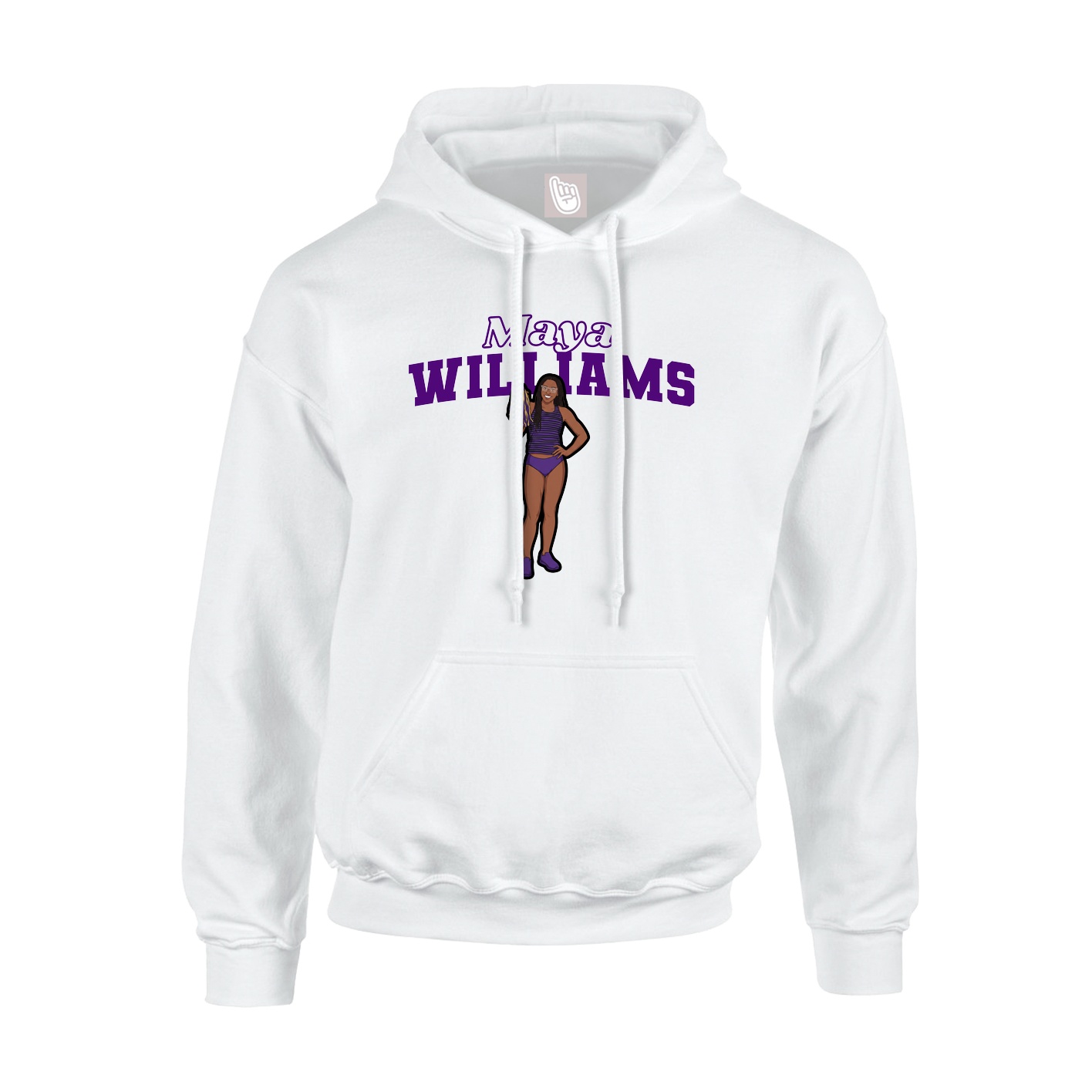 Youth Hoodie — Name Arch in White