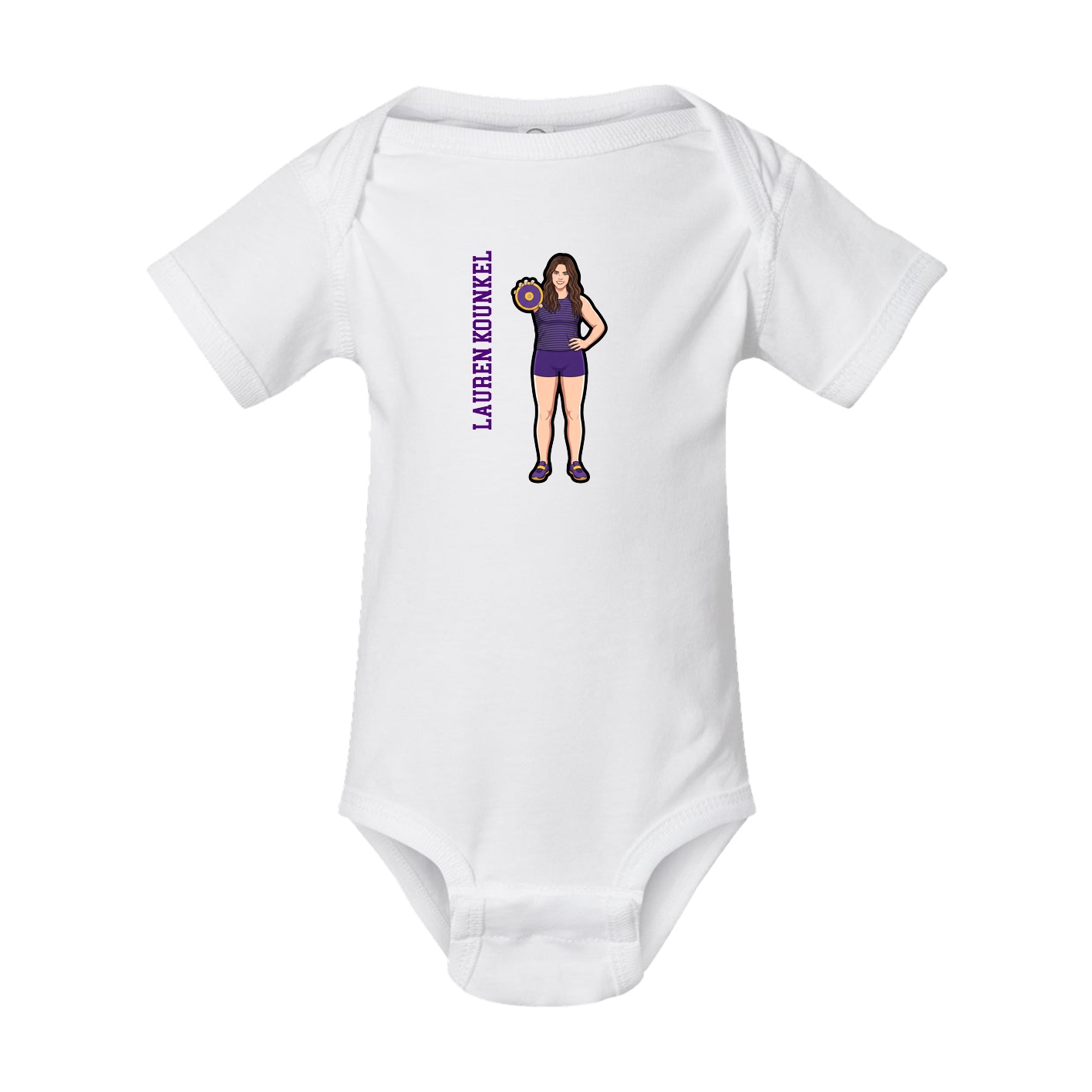 Baby Onesie — Name Vertical in White