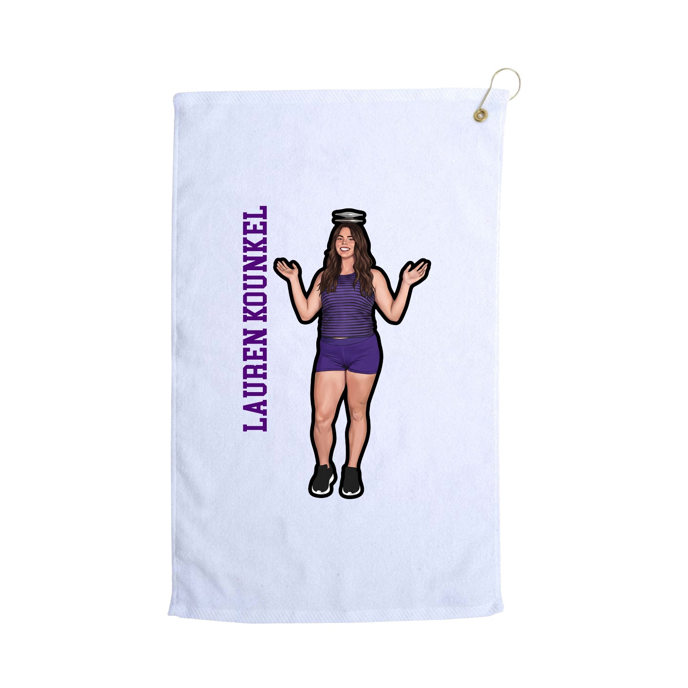 Golf Towel — Name Vertical in White