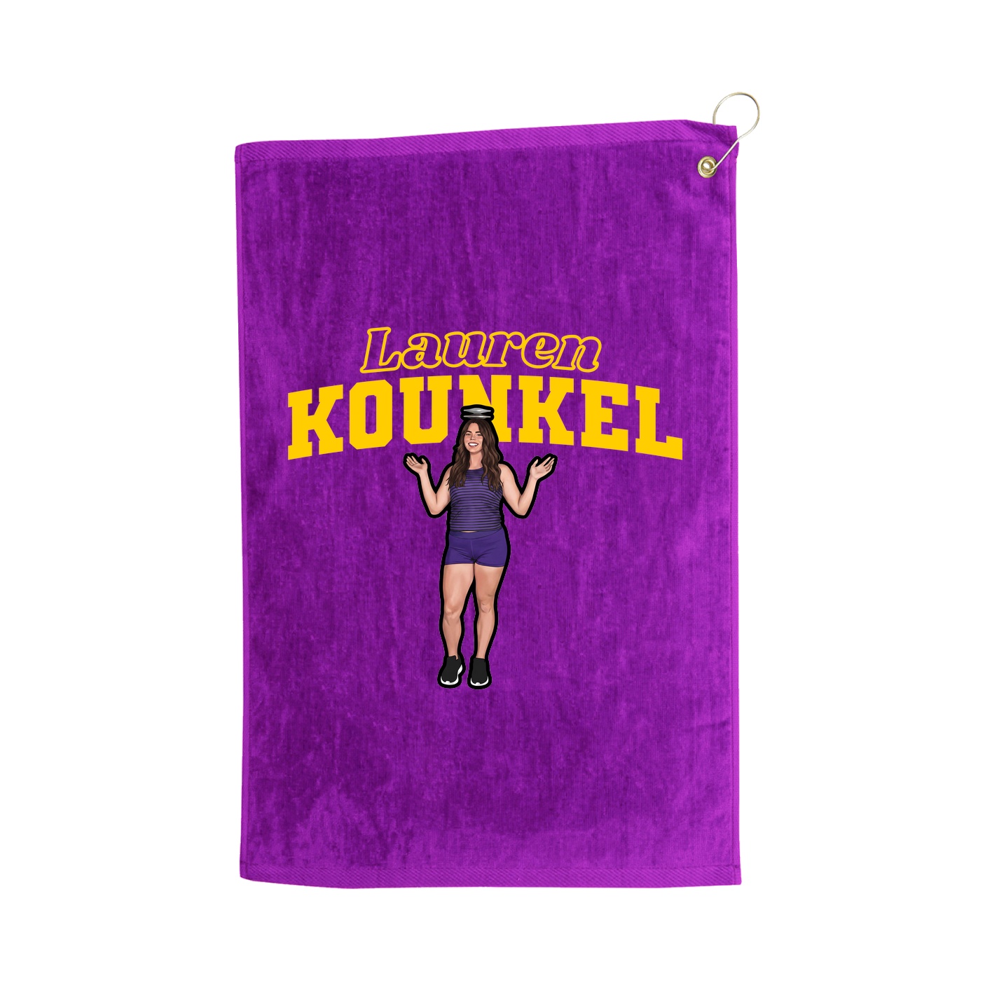 Golf Towel — Name Arch in Purple