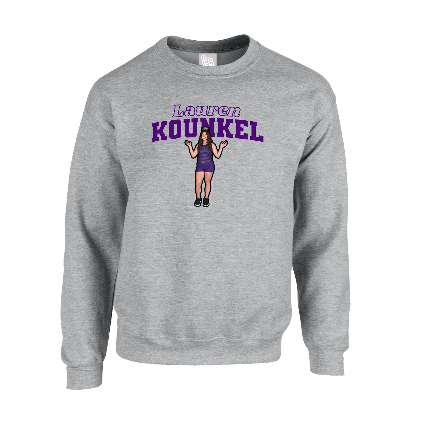 Fleece Crew — Name Arch in Grey