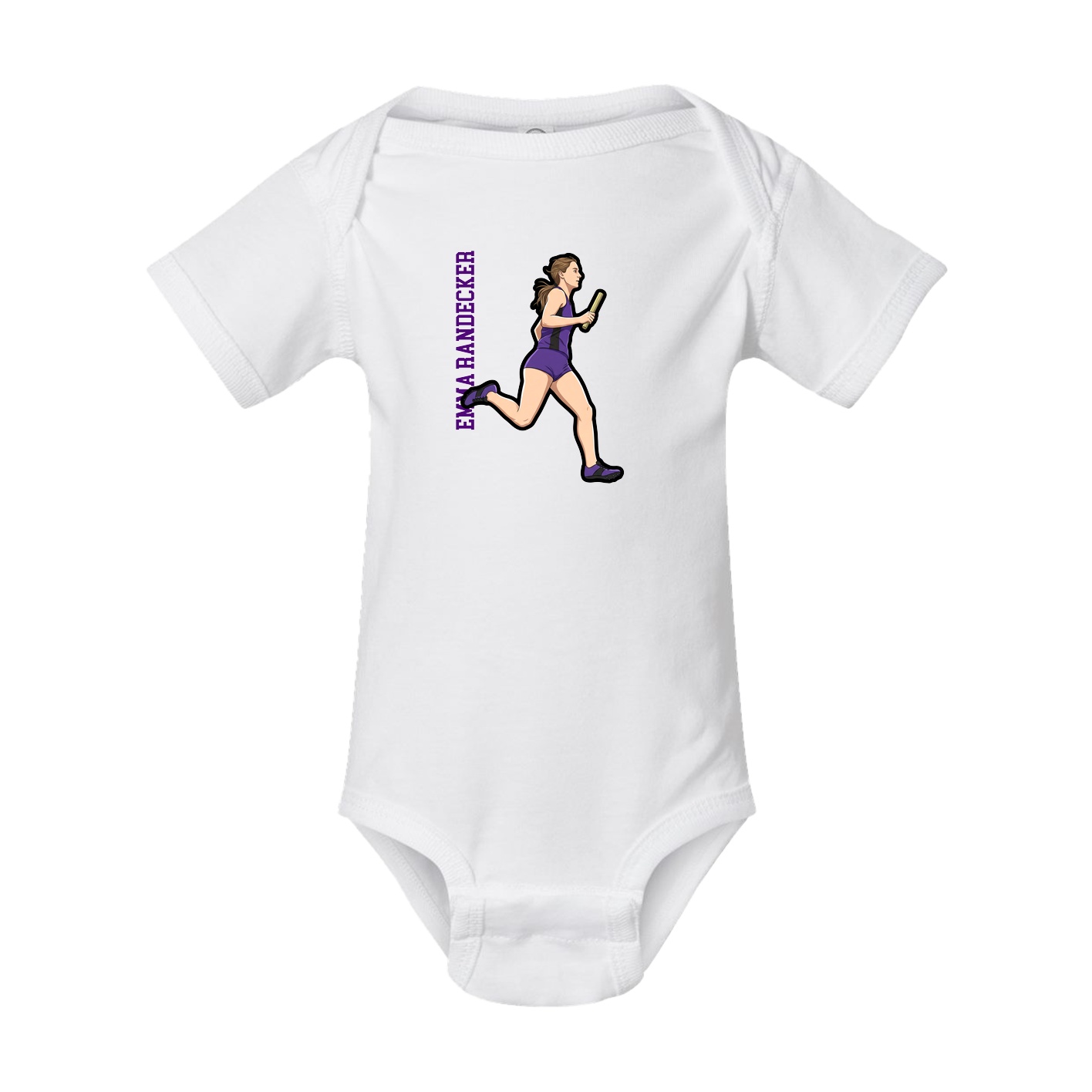 Baby Onesie — Name Vertical in White