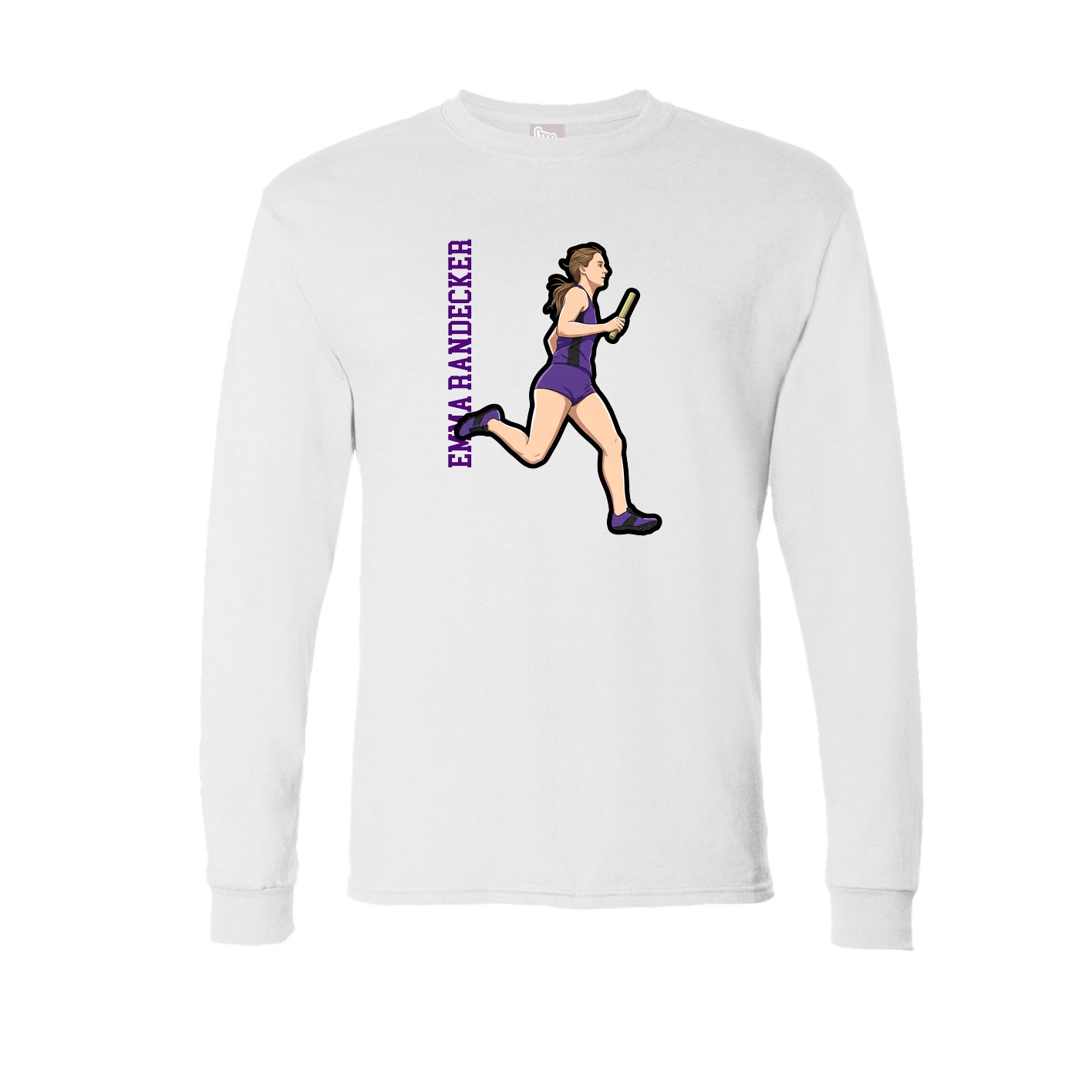 Long Sleeve Tee — Name Vertical in White