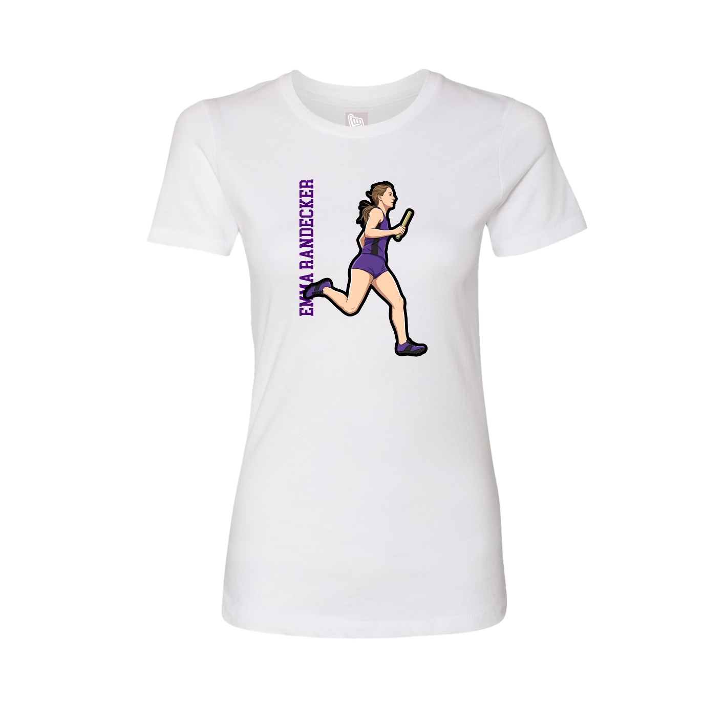 Fitted Women's Tee — Name Vertical in White