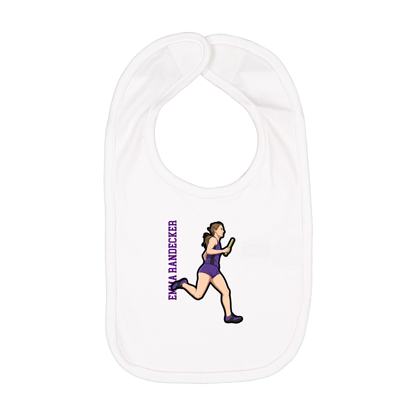 Infant Bib — Name Vertical in White