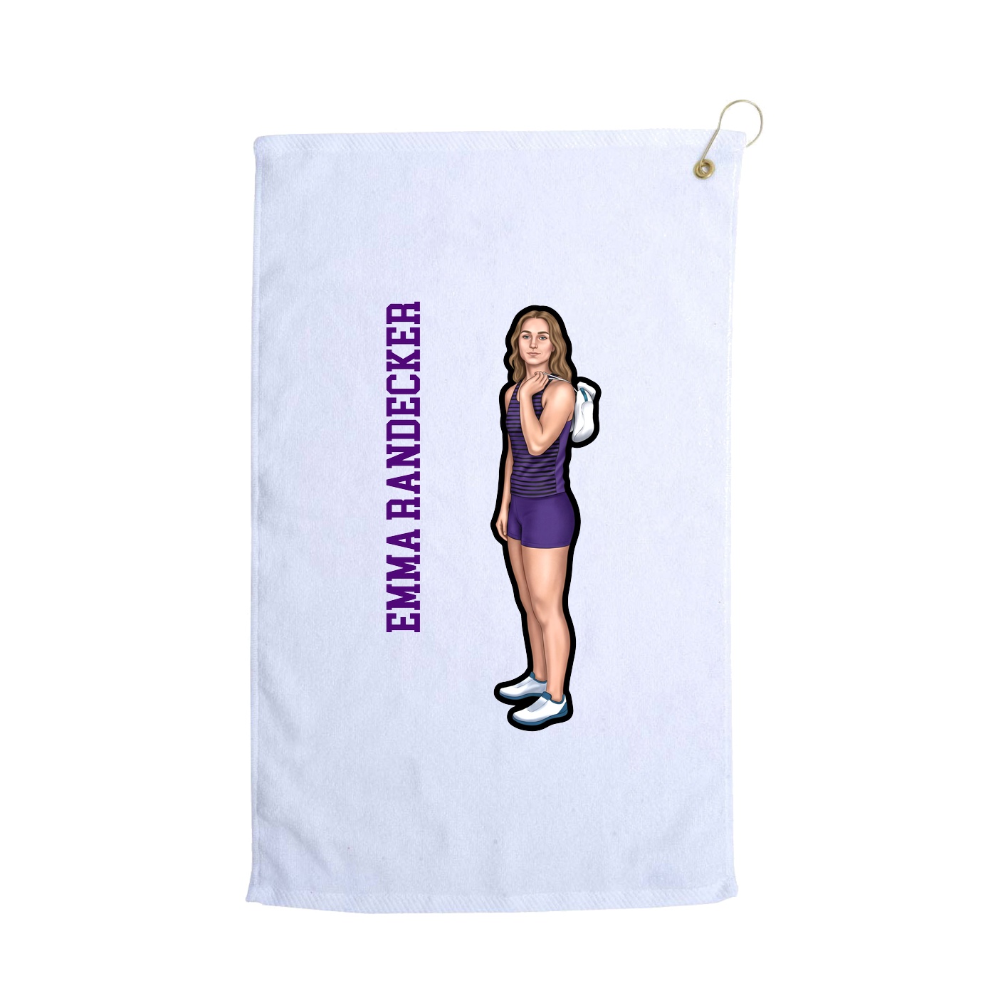 Golf Towel — Name Vertical in White