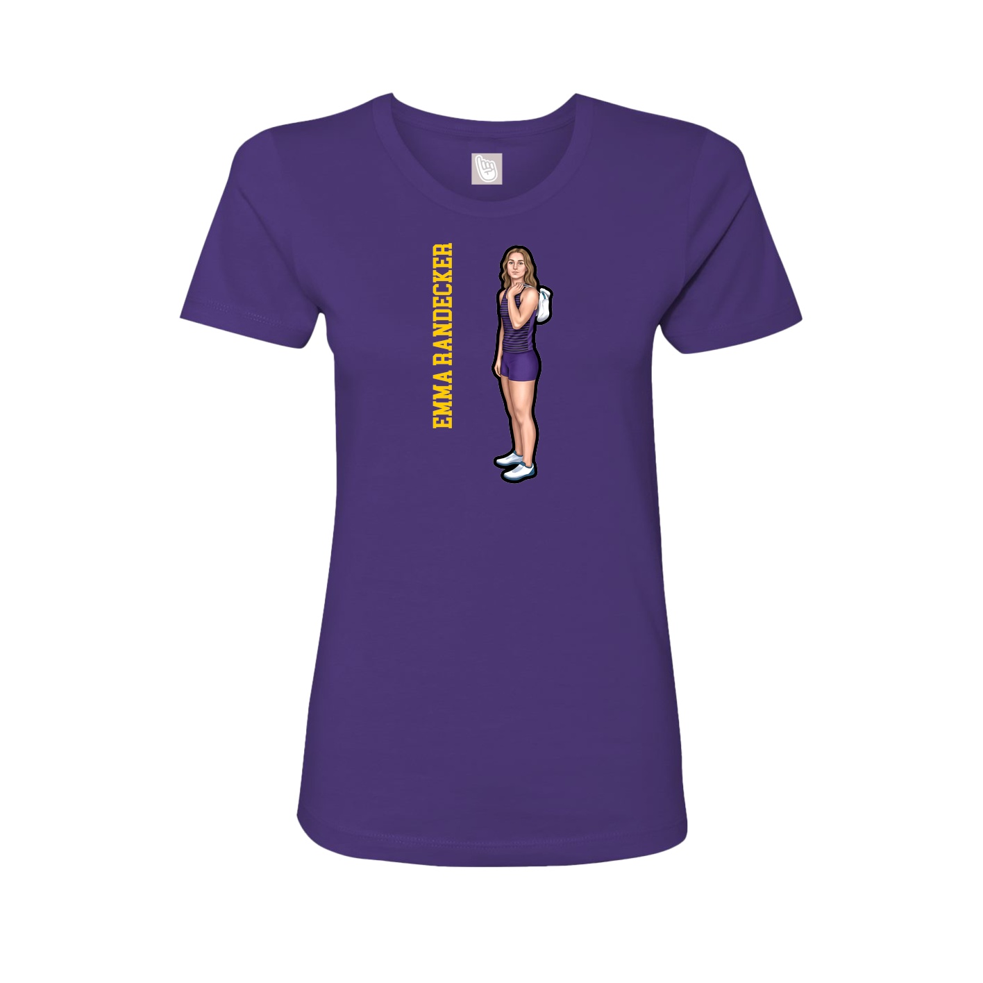 Fitted Women's Tee — Name Vertical in Purple