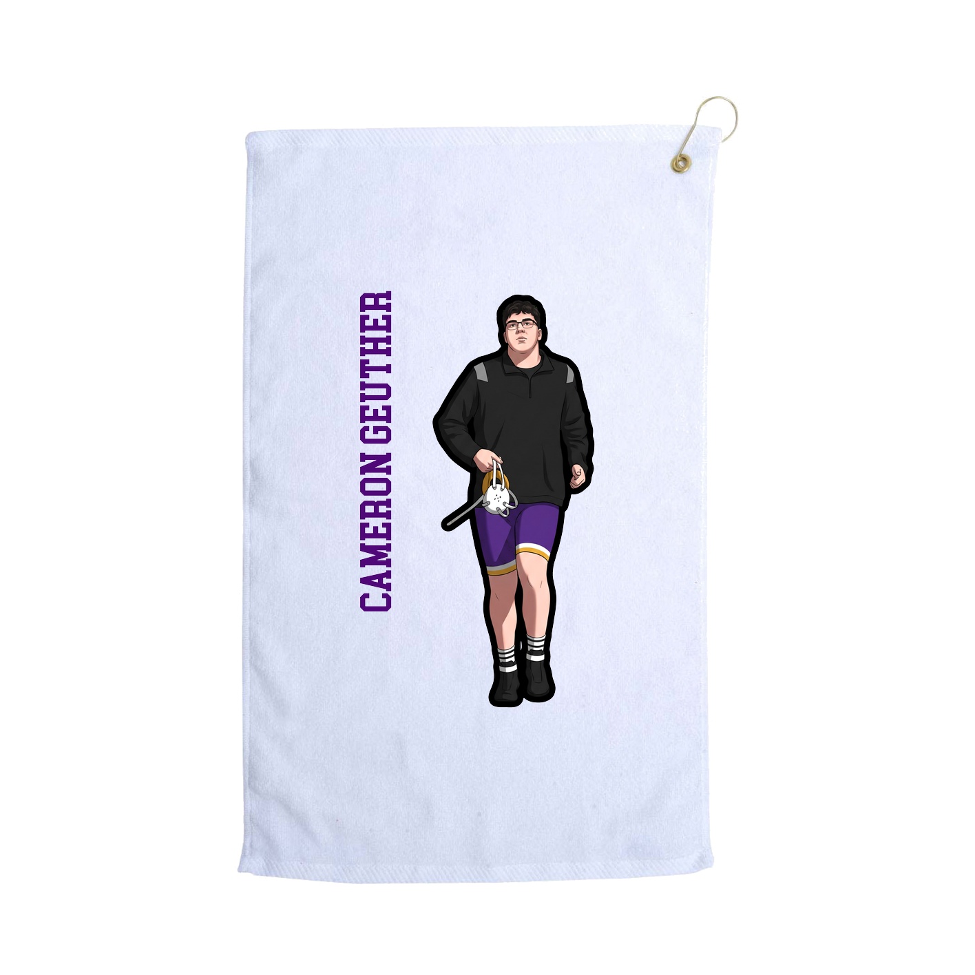 Golf Towel — Name Vertical in White