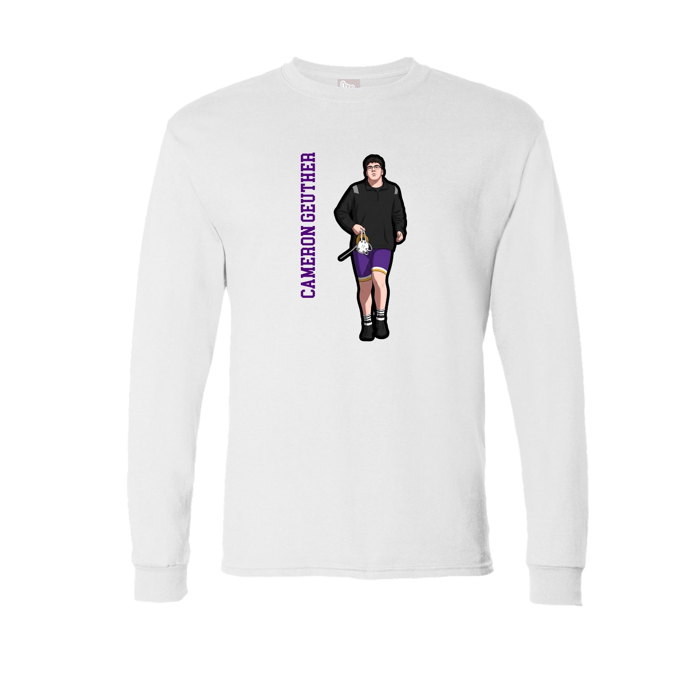 Long Sleeve Tee — Name Vertical in White