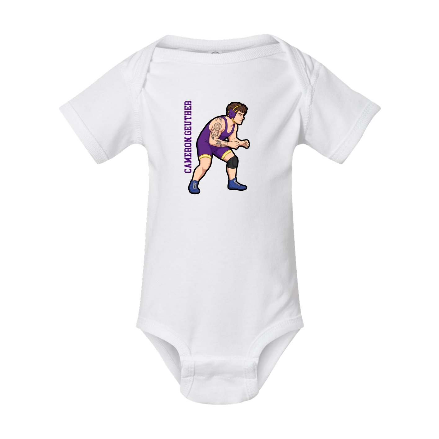 Baby Onesie — Name Vertical in White