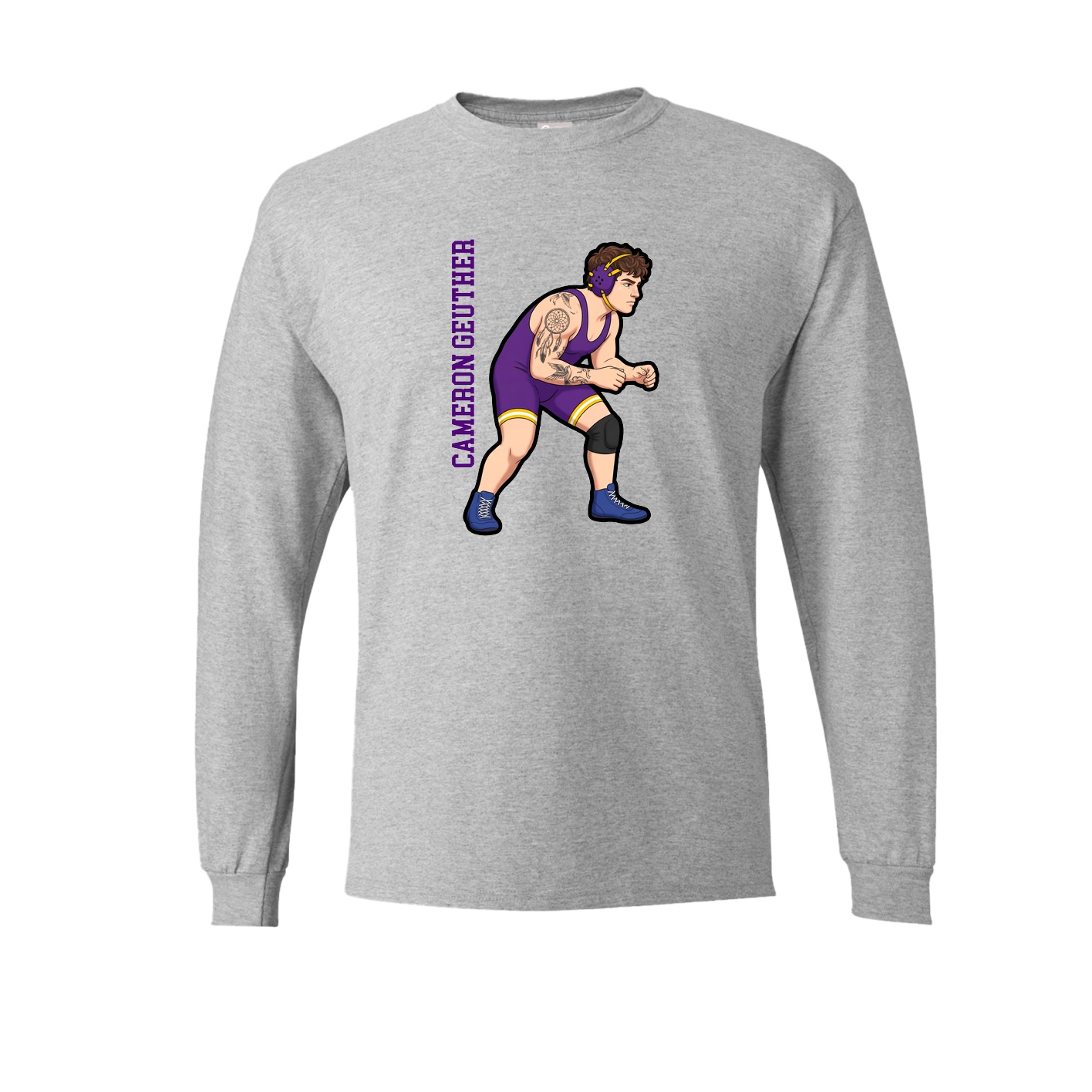Long Sleeve Tee — Name Vertical in Grey
