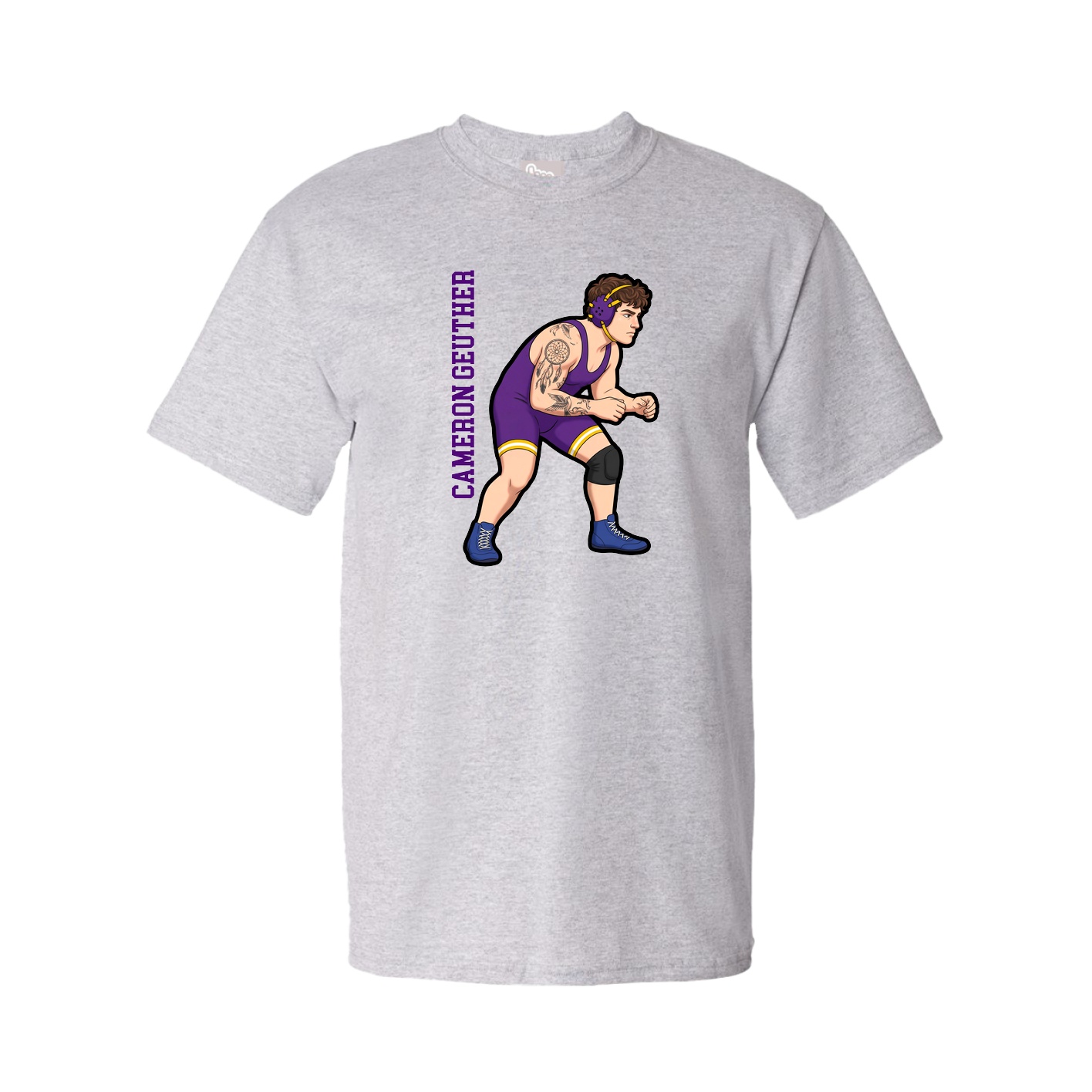 Youth Tee — Name Vertical in Grey