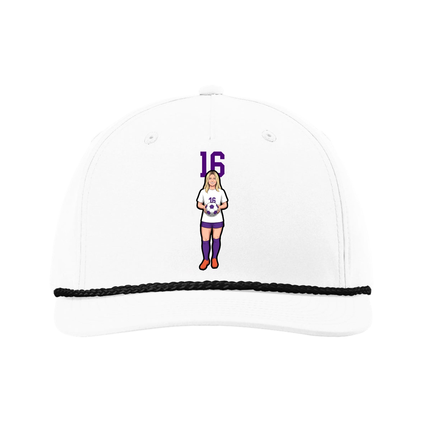 Five-Panel Classic Rope Cap — Number Top in White