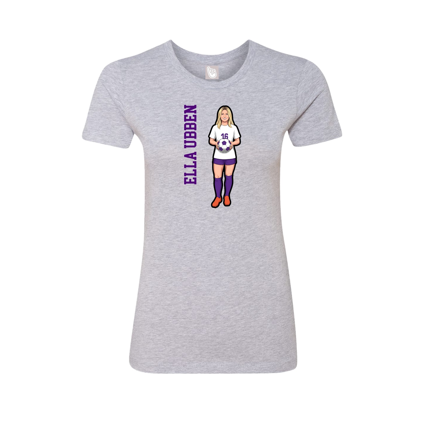Fitted Women's Tee — Name Vertical in Grey