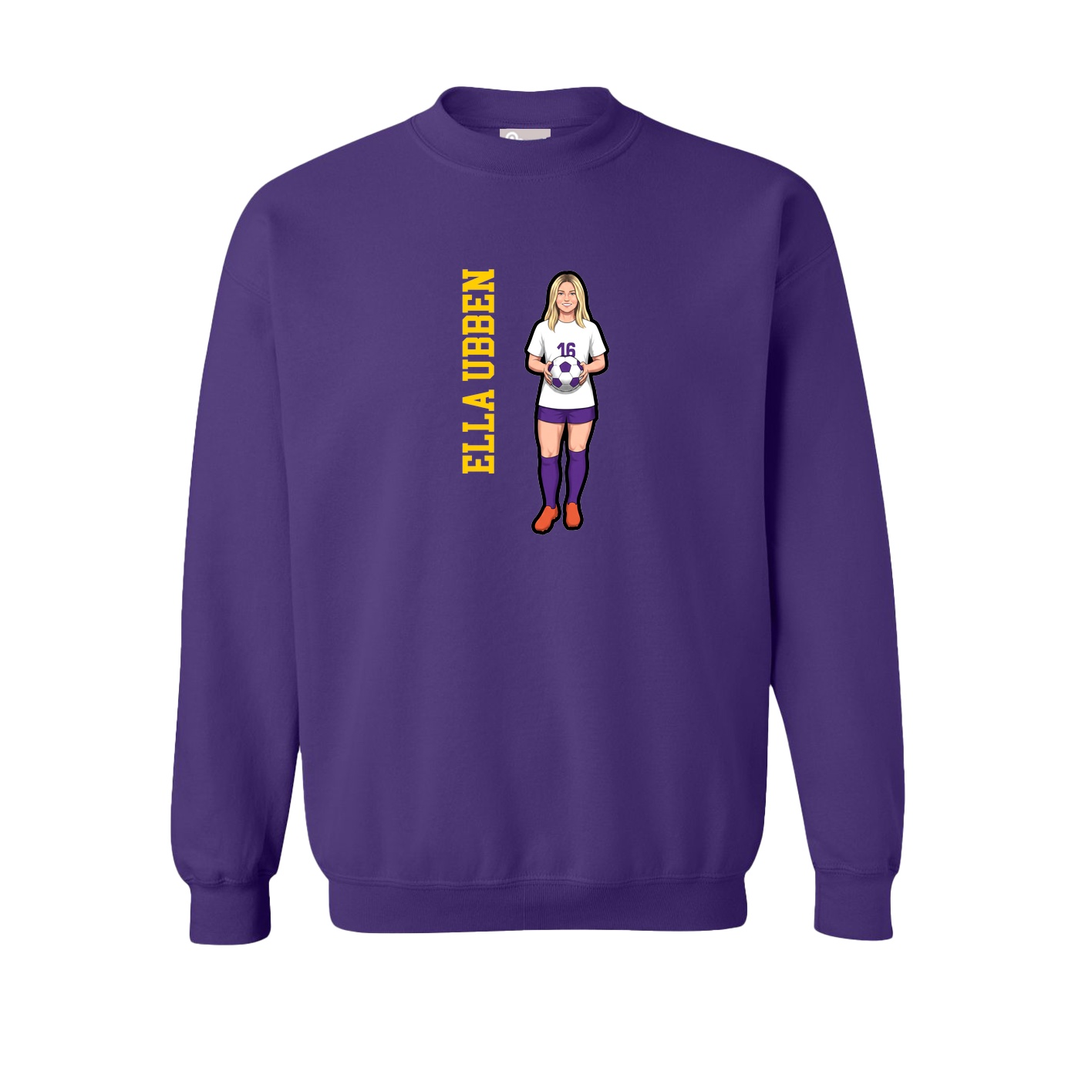 Fleece Crew — Name Vertical in Purple